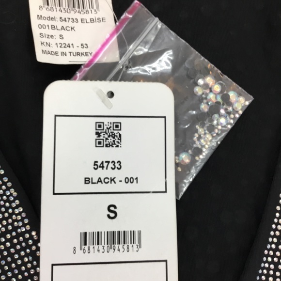 NWT KIKIRIKI Embellished Asymmetrical Mini Dress In Black Small - Picture 7 of 8